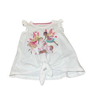 Cynthia Rowley Fairy Unicorn Top Kids XS 4 White  Sequin Tie Front